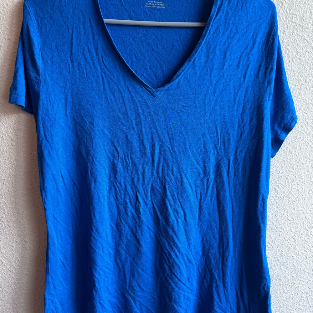 Women's Blue V-Neck Top